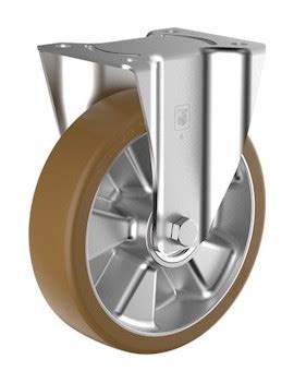 Roulette Pivotante Diam Tre Mm Polyur Thane Marron Jante Aluminium