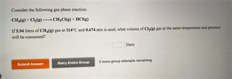 Solved Consider The Following Gas Phase Reaction Ch4g