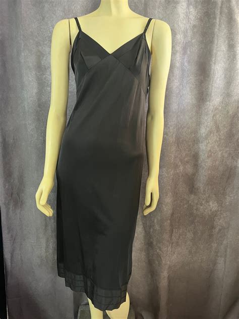 Vintage Lingerie Nightie Long Slip Black Size 36 Etsy
