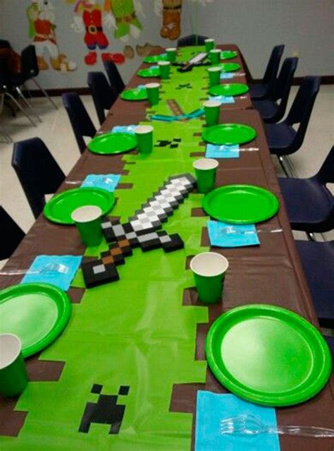 Mesa Personalizada Diy Minecraft Birthday Party Minecraft Party