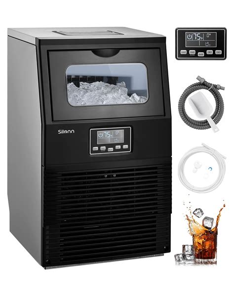 Silonn Commercial Ice Maker Machine 90lbs24h With 30lbs Bin Full