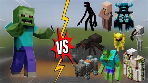 Minecraft Zombie Vs All Zombies Fight All Mobes Fight Minecraft Youtube