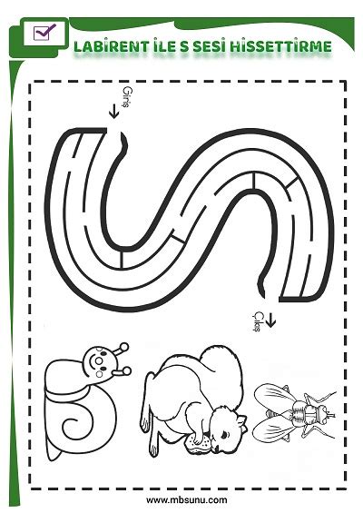 1 Sınıf İlk Okuma Labirent İle S Sesi Hissettirme Etkinliği Mbsunu