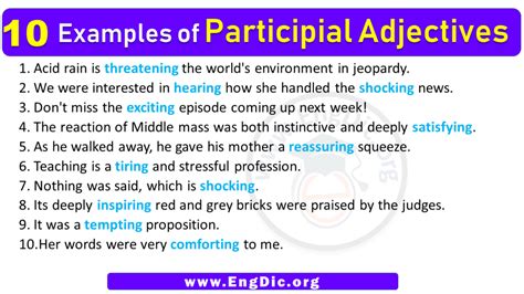 10 Examples Of Participial Adjectives In Sentences EngDic