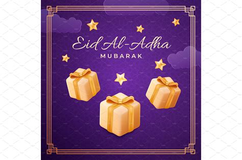 Eid Al Adha Cards Design In 3d Decorative Illustrations Creative Market