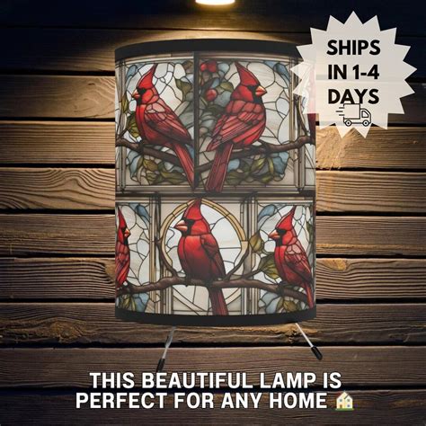 Cardinal Stained Glass Lamp Unique Stain Glass Panel Design Small ...