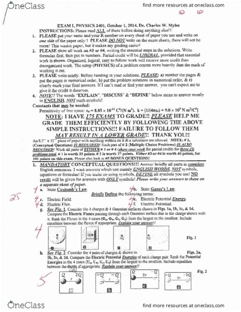 PHYS 2401 Final PHYS 2401 TTU 2014 Final Exam Solutions OneClass