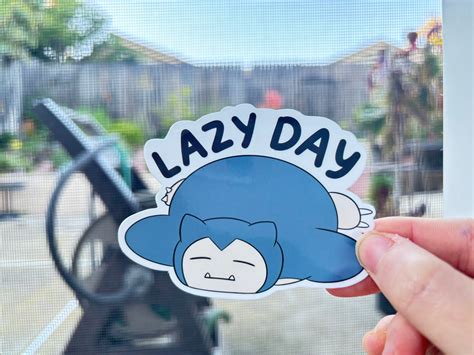 Snorlax Lazy Day Pokemon Sticker For Water Bottles Laptops Bullet