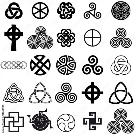 Set of Celtic symbols icons vector. Tattoo design set. Stock Vector ...