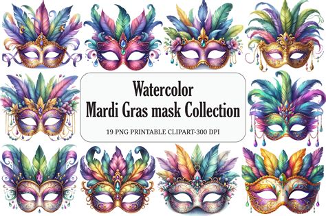 Watercolor Mardi Gras Mask Clipart Graphic by ArtStory · Creative Fabrica