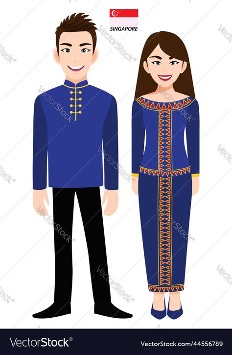 Couple of cartoon characters in singapore Vector Image