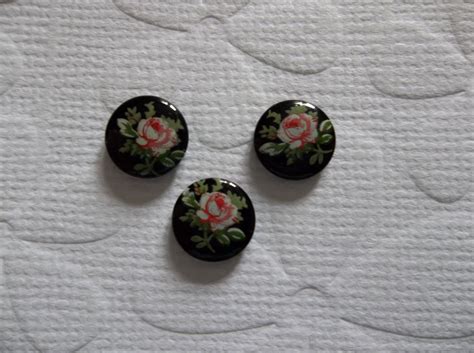 Vintage Cameos Pink Rose on Black Cameo 8mm Round Glass - Etsy