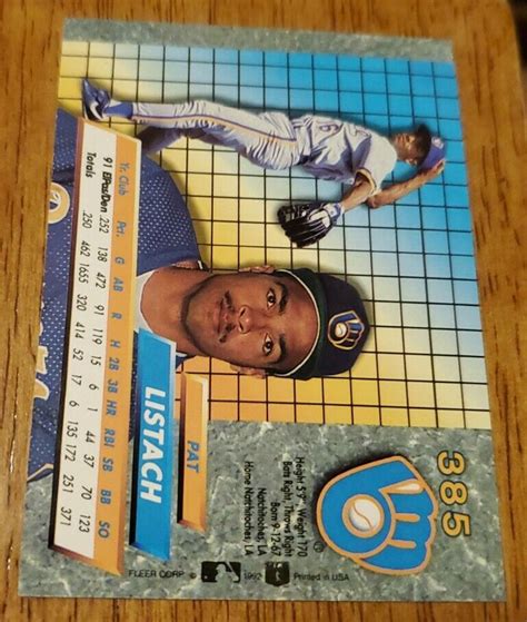 Pat Listach Milwaukee Brewers Fleer Ultra Rookie Card Ebay