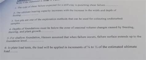 Solved 1. The type of shear failure expected for a stiff | Chegg.com