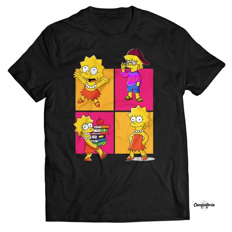 Camisa Lisa Simpson Os Simpsons Colorida Preta Elo