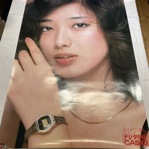 【傷や汚れあり】②【1円スタート】casio 山口百恵 加納典明 カシオクオーツレディ ポスター 昭和レトロ アイドル 非売品 当時物 希少