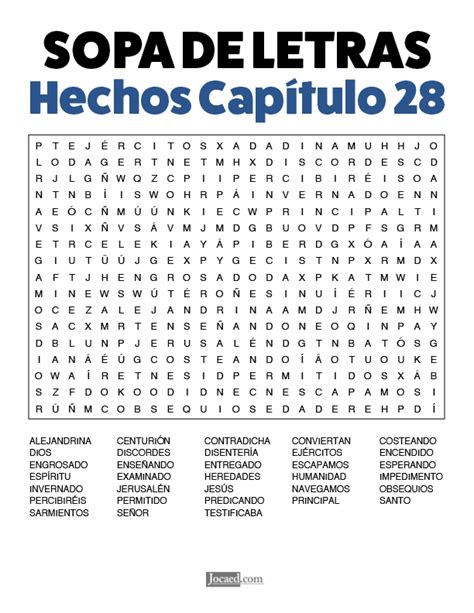 Sopa de Letras de la Biblia Hechos Capítulo 28 Gratis para Imprimir