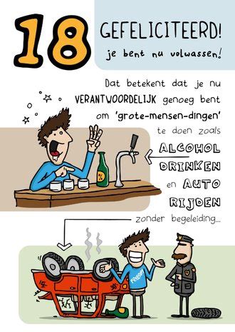 Verjaardagskaart 18 Je Bent Nu Volwassen Kaartje2go