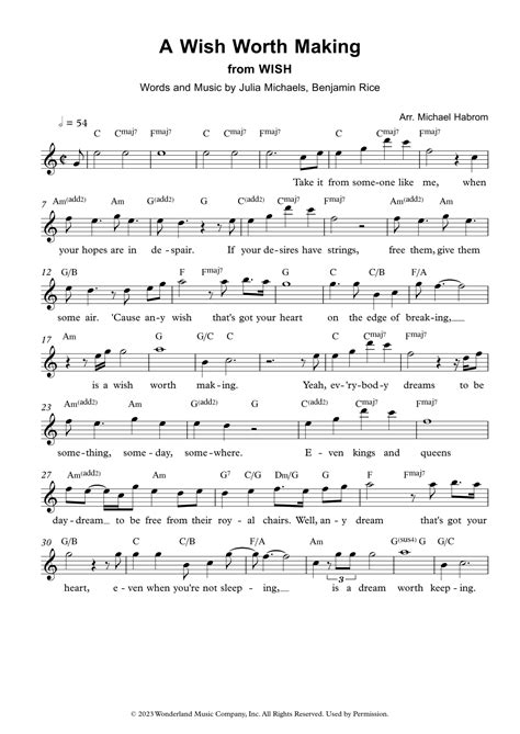 A Wish Worth Making Arr Michael Habrom By Julia Michaels Sheet Music