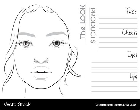 Realistic Makeup Artist Face Chart Blank Template Vector Image