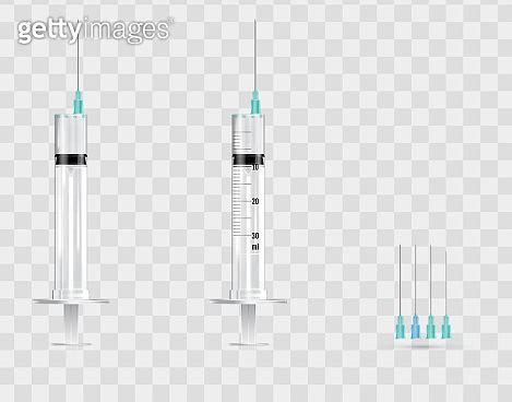 Realistic Medical Syringes And Needles Vector