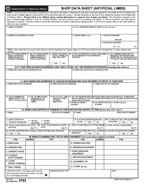 Fillable Online Veterans For Change Shop Data Bsheetb Artificial Limbs