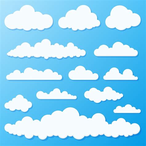 Conjunto De Cielo Azul Y Nubes Vector Premium