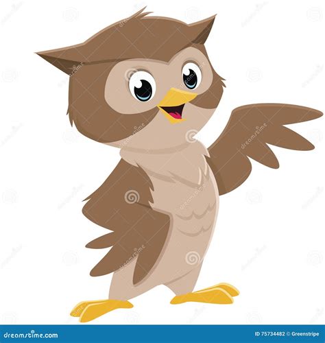 Cartoon Owl stock vector. Illustration of night, autumn - 75734482