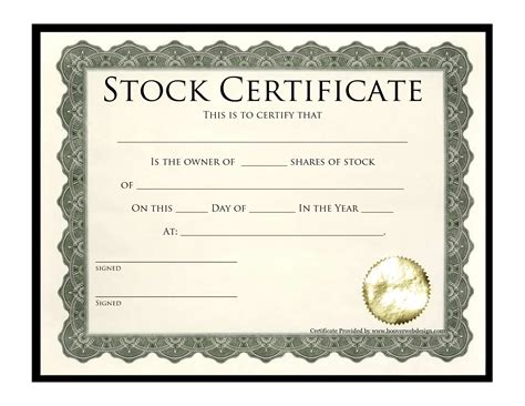 Sample Stock Certificate - Free Printable Documents