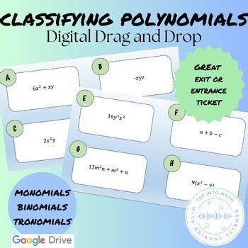 Classifying Polynomials Drag And Drop Digital Activity TPT