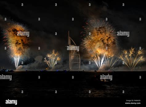 New Year 2015 Fireworks in Dubai, UAE Stock Photo - Alamy