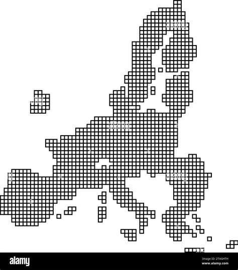 Thin Black Outline Map Of European Union Eu Vector Illustration Images