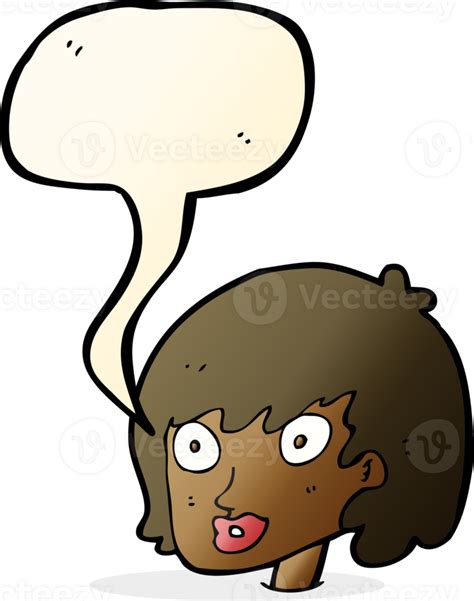 Cartoon Happy Female Face With Speech Bubble 45322400 Png