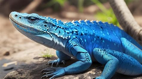 Premium Photo | A blue lizard in nature