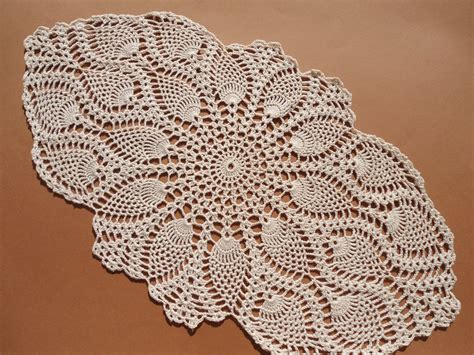 Oval Crochet Doily New Hand Crocheted Doilies Ecru Doily 141