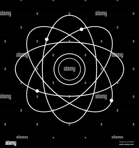 Atomic nucleus sign symbol. atom icon in black and white Stock Photo - Alamy