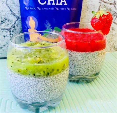 Pudim de Chia Fruta Vegan Low Carb Sem Gluten Sem Lacticínios