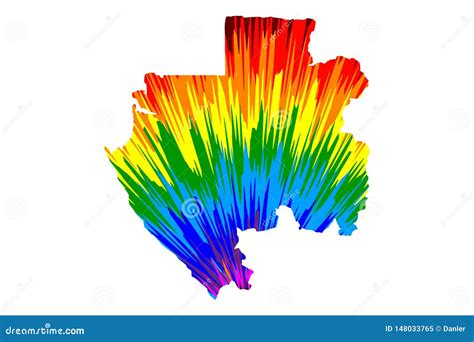 Gabon Map Is Designed Rainbow Abstract Colorful Pattern Gabonese