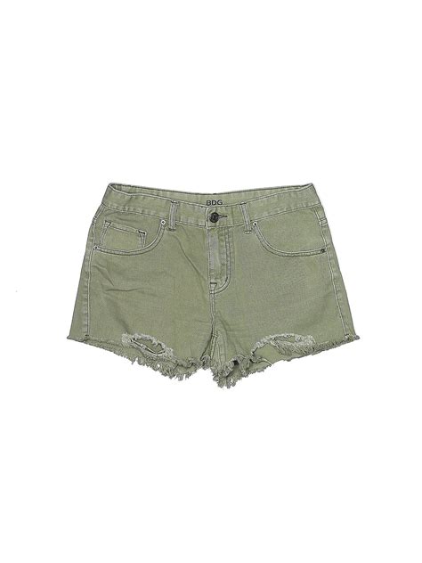 Bdg Cotton Solid Colored Green Denim Shorts Waist Plus