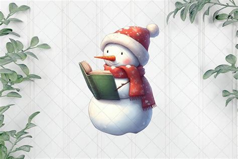 Snowman Reading Book In Christmas