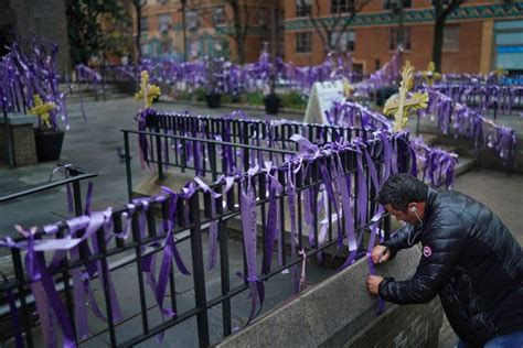 Ribbons Of Hope And Prayer Fill A Manhattan Sidewalk The New York Times