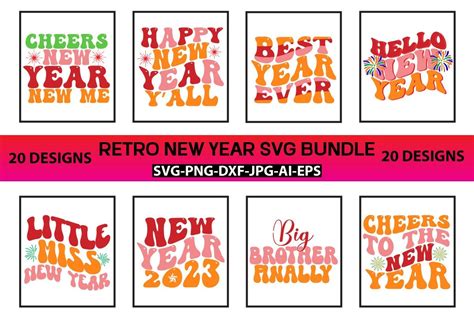 Retro New Year Svg Bundle Vol Bundle Creative Fabrica