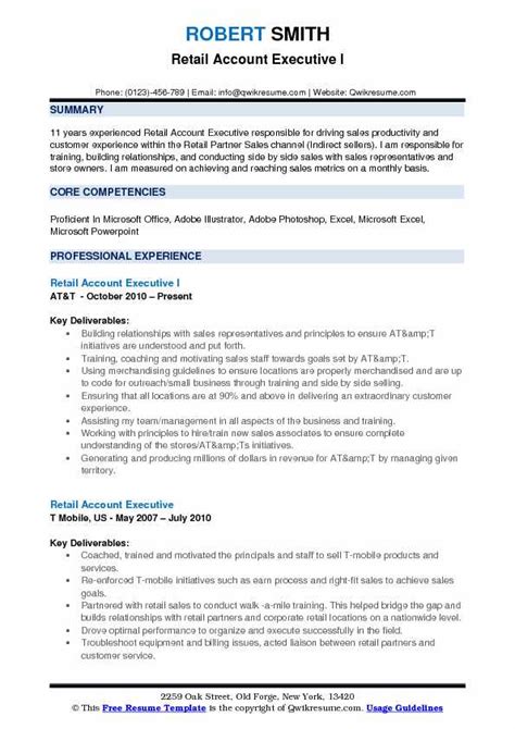 Retail Account Executive Resume Samples Qwikresume