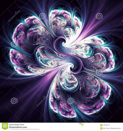 Fibonnaci Neon Brain Fractal Art Stock Illustration Illustration Of