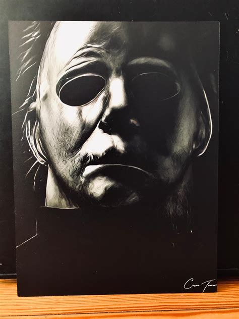 Metallic 12x16 Charcoal Michael Myers Print Etsy