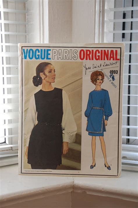 Vintage 60s YSL Vogue Paris Original Dress Pattern 14 Etsy Vogue