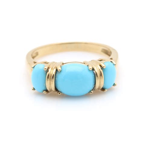 14K Yellow Gold Turquoise Ring | EBTH