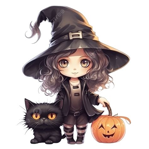 Cute Little Girl Witch Halloween Costume Illustration, Witch With Magic