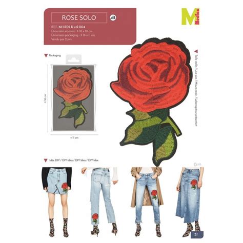 Écusson Fleurs thermocollant rose rouge