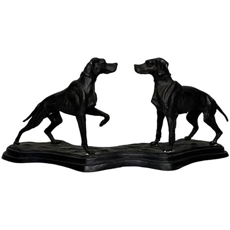19th Century Group Bronze Hunting Hound Dogs Sculpture - LA529549